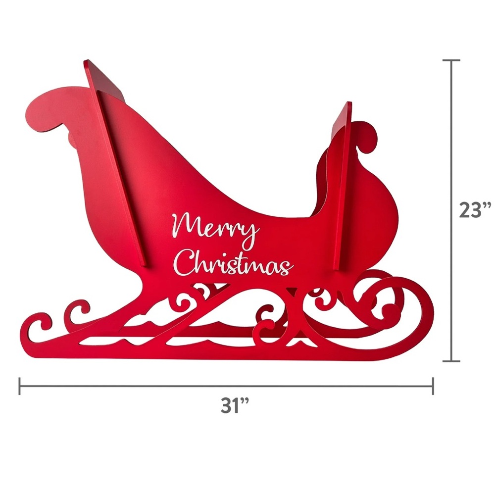 Christmas Holiday Time Wooden Slotted Sleigh. Brand New. - Picture 3 of 8